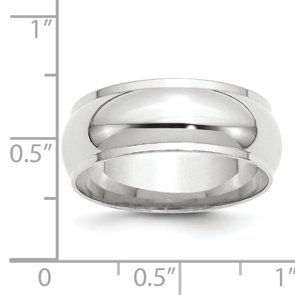 14k White Gold 8mm Half Round with Edge Wedding Band