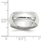 14k White Gold 8mm Half Round with Edge Wedding Band