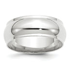 8.0mm 10K White Gold Half Round with Edge Wedding Band - Sophia Jewelers