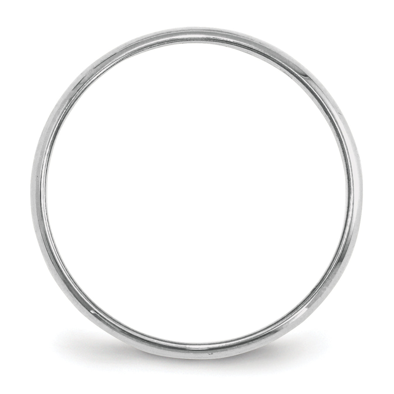 14k White Gold 2mm Lightweight Half Round Wedding Band Size 14