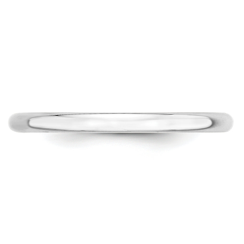 2.0mm 10K White Gold Lightweight Half Round Wedding Band - Sophia Jewelers