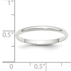 14k White Gold 2mm Lightweight Half Round Wedding Band Size 14