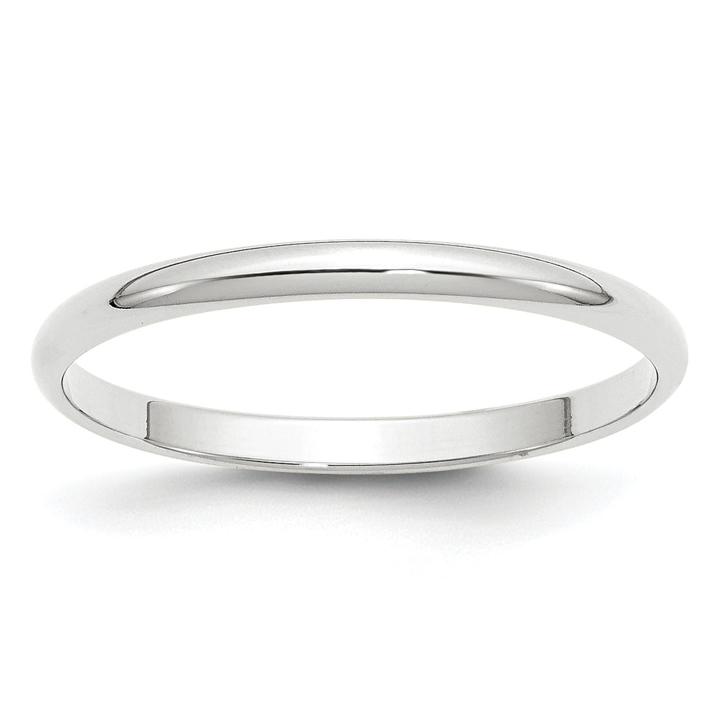 2.0mm 10K White Gold Lightweight Half Round Wedding Band - Sophia Jewelers