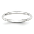 2.0mm 10K White Gold Lightweight Half Round Wedding Band - Sophia Jewelers