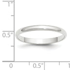 14k White Gold 2.5mm Lightweight Half Round Wedding Band