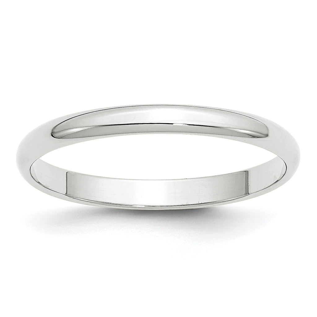 14K White Gold Half-Round Wedding Band 2.5mm
