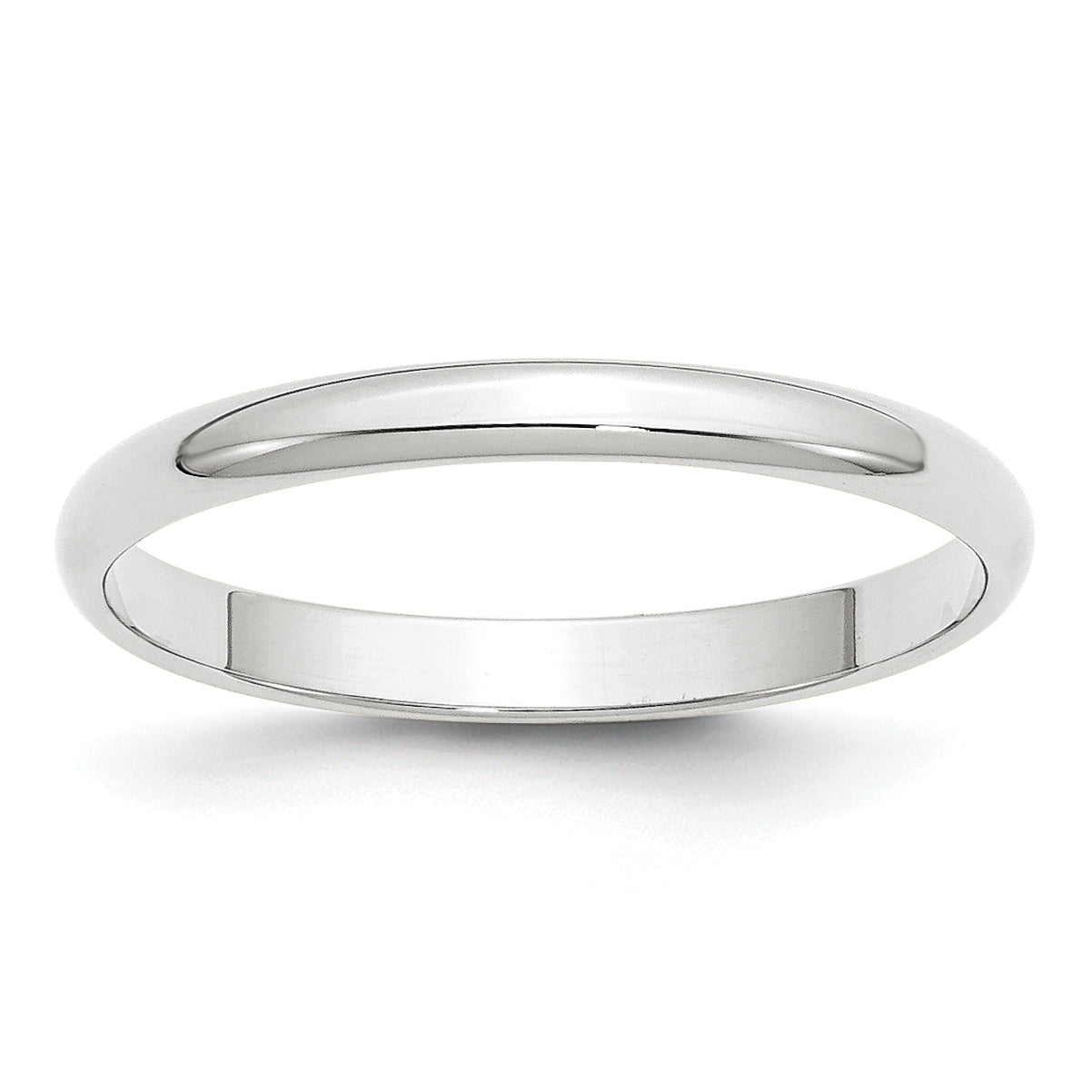 14K White Gold Half-Round Wedding Band 2.5mm