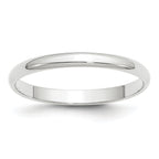 14k White Gold 2.5mm Lightweight Half Round Wedding Band