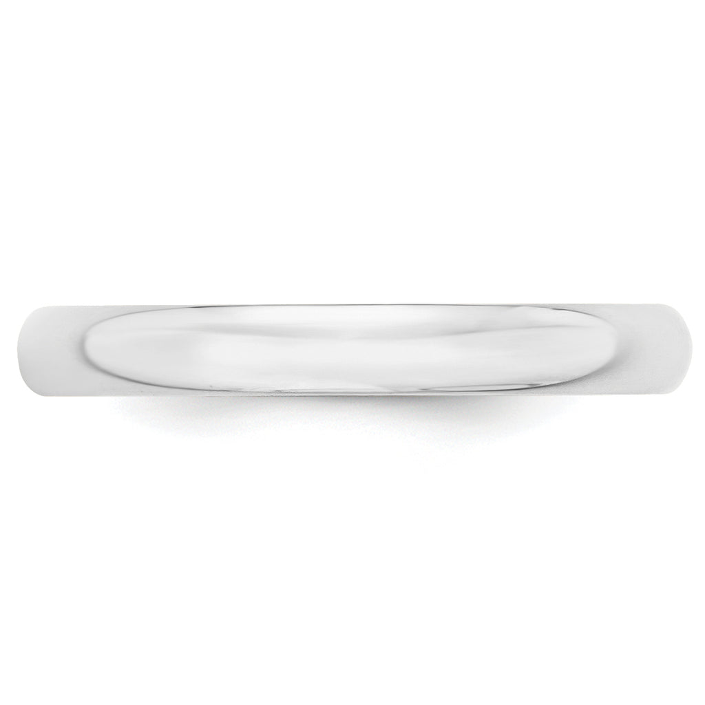 14K White Gold Half-Round Wedding Band 3mm