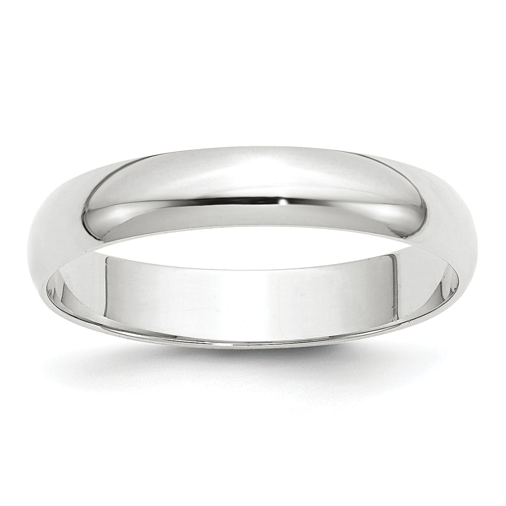 14K White Gold Half-Round Wedding Band 4mm