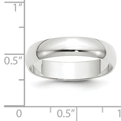 14k White Gold 5mm Lightweight Half Round Wedding Band Size 14