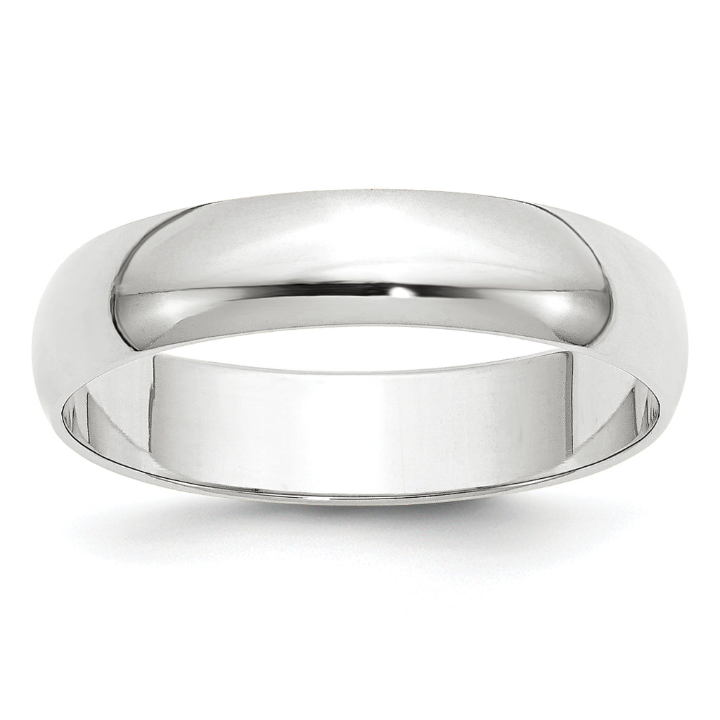 5.0mm 10K White Gold Lightweight Half Round Wedding Band - Sophia Jewelers