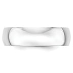 14k White Gold 6mm Lightweight Half Round Wedding Band