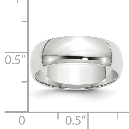 14k White Gold 6mm Lightweight Half Round Wedding Band