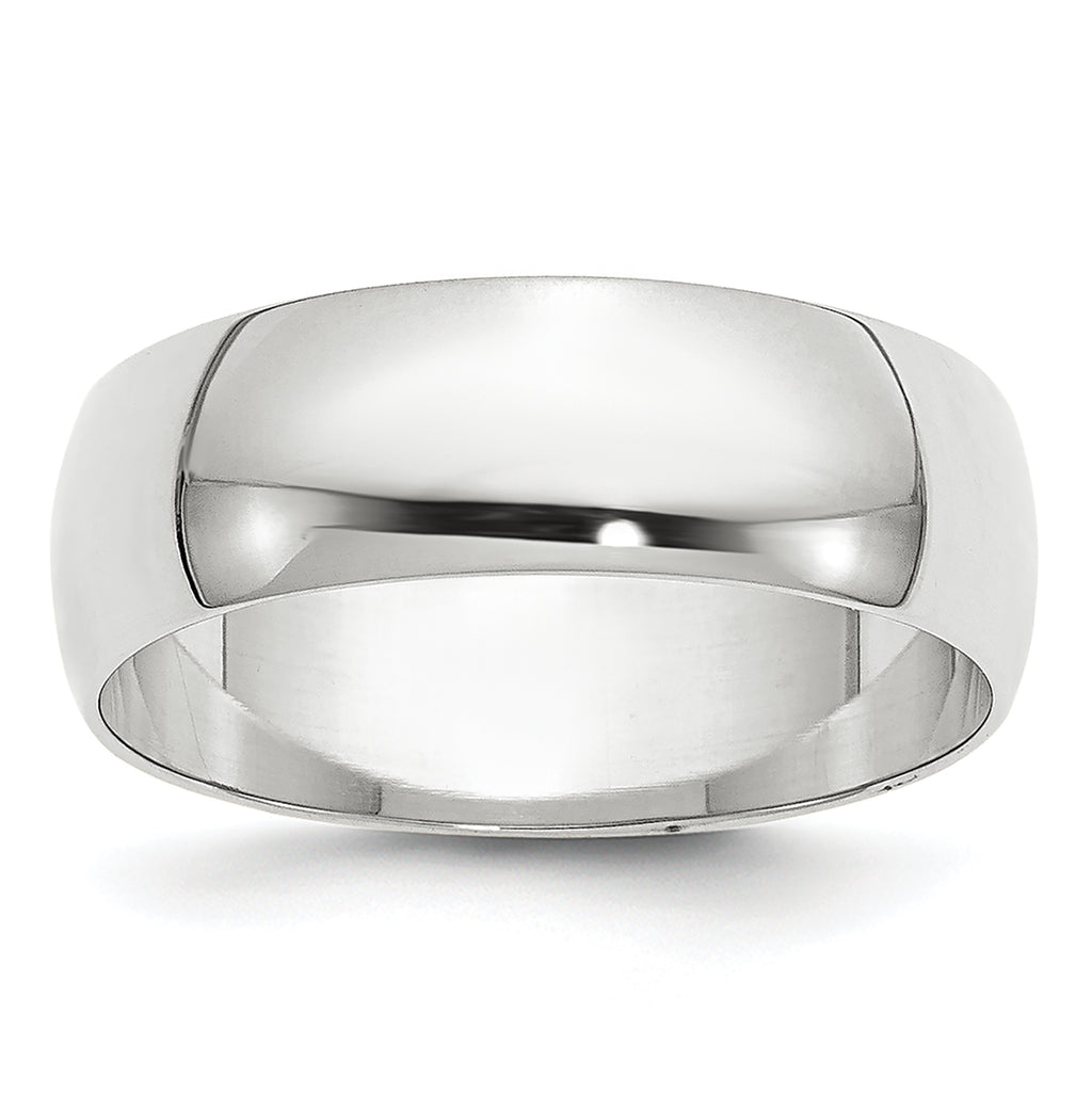 14K White Gold Half-Round Wedding Band 6mm