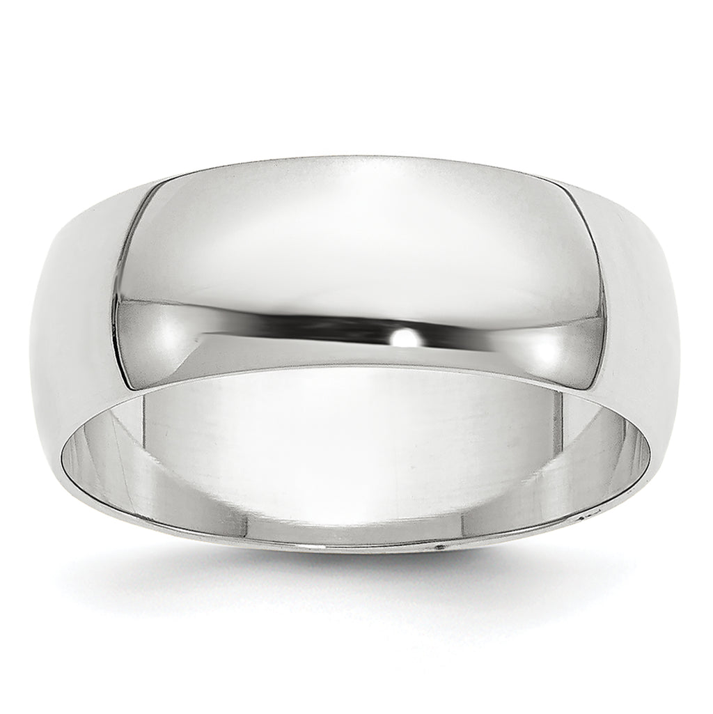 6.5mm 10K White Gold Lightweight Half Round Wedding Band - Sophia Jewelers