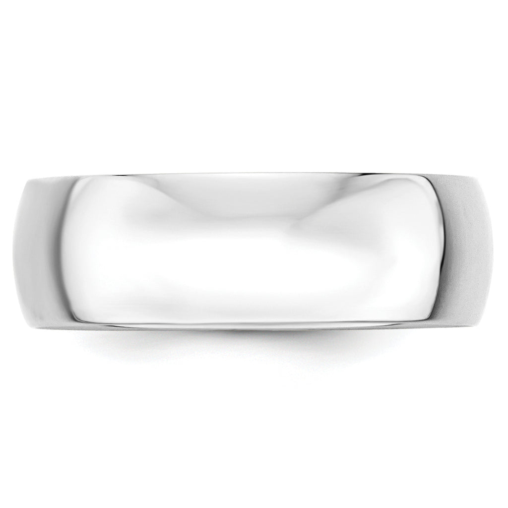 14K White Gold Half-Round Wedding Band 7mm