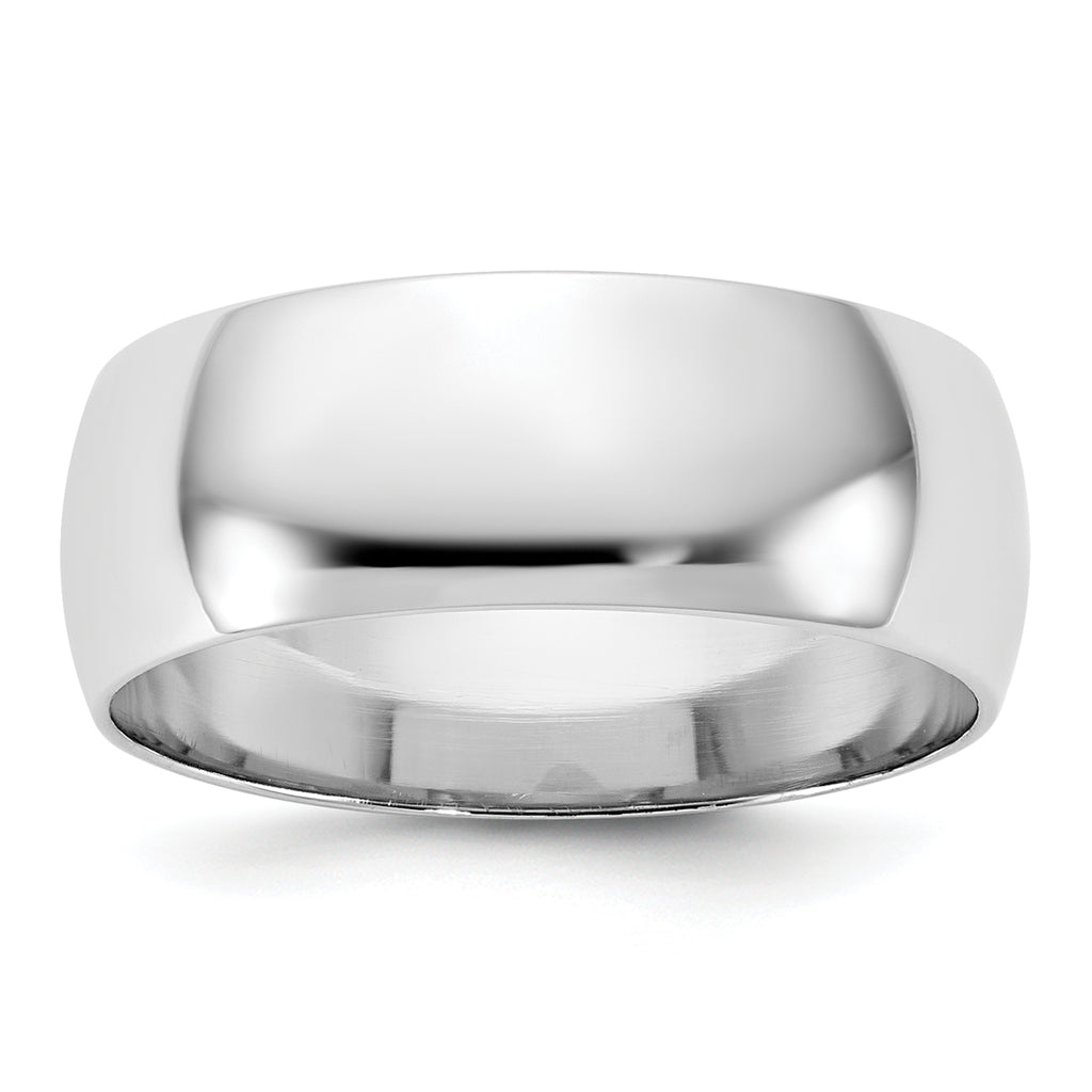 14k White Gold 7mm Lightweight Half Round Wedding Band