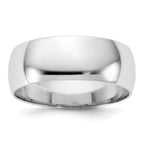14k White Gold 7mm Lightweight Half Round Wedding Band