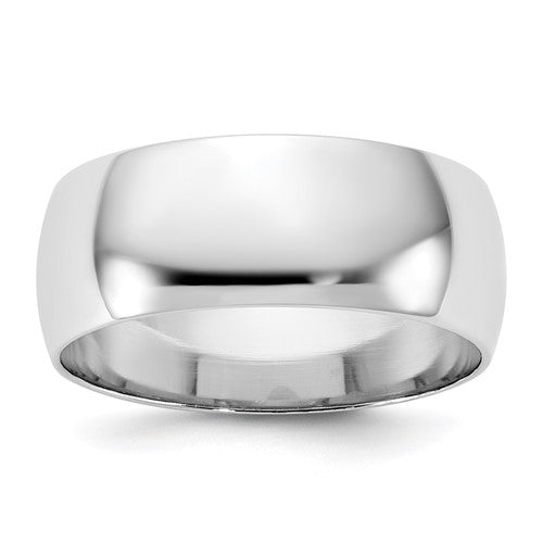 Half Round Wedding Band in 10K White Gold, 7.5mm - Sophia Jewelers