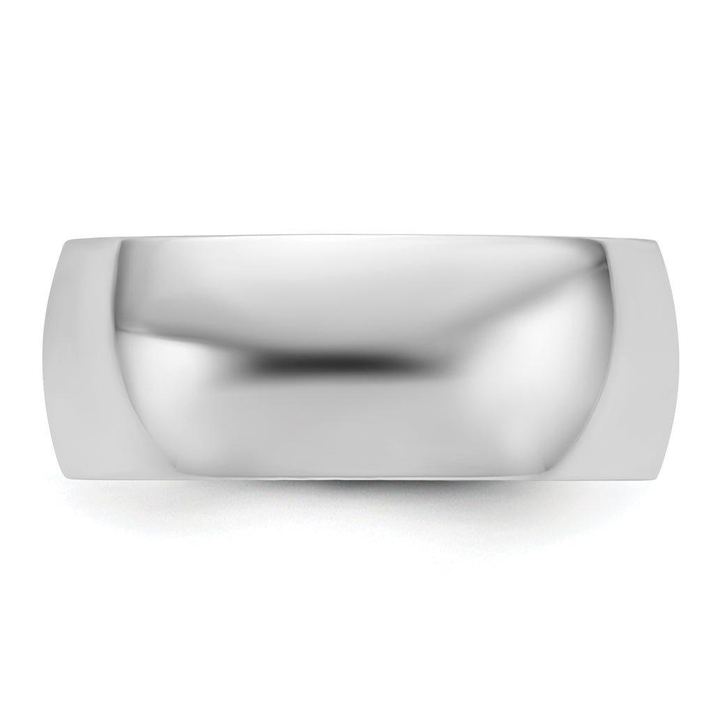 14K White Gold Half-Round Wedding Band 8mm