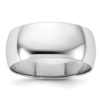 8.0mm 10K White Gold Lightweight Half Round Wedding Band - Sophia Jewelers