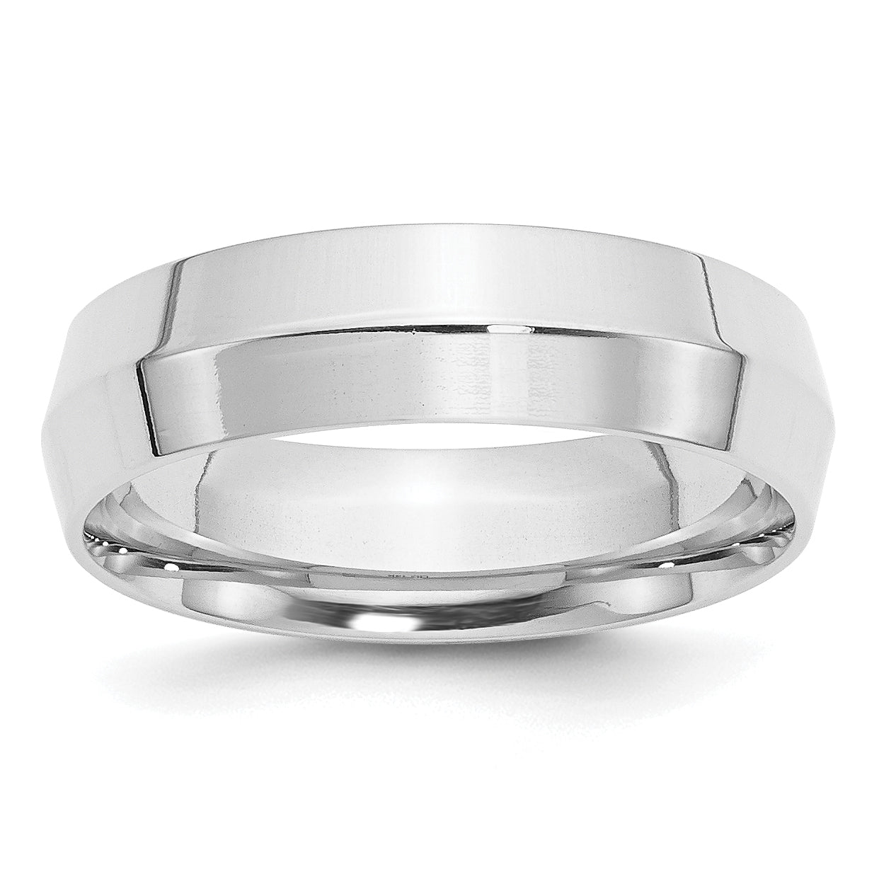 6.0mm 10K White Gold Knife Edge Comfort Fit Wedding Band - Sophia Jewelers