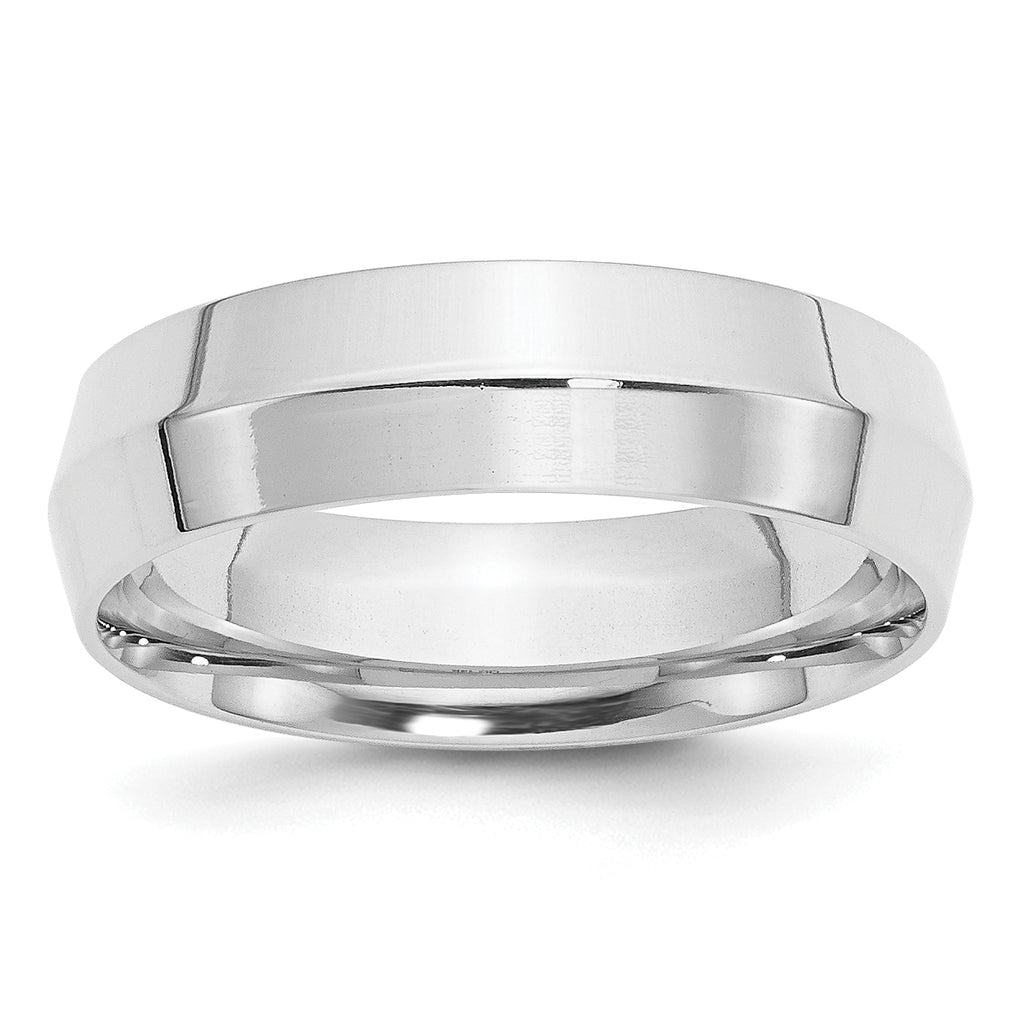 14k White Gold 6mm Knife Edge Comfort Fit Wedding Band