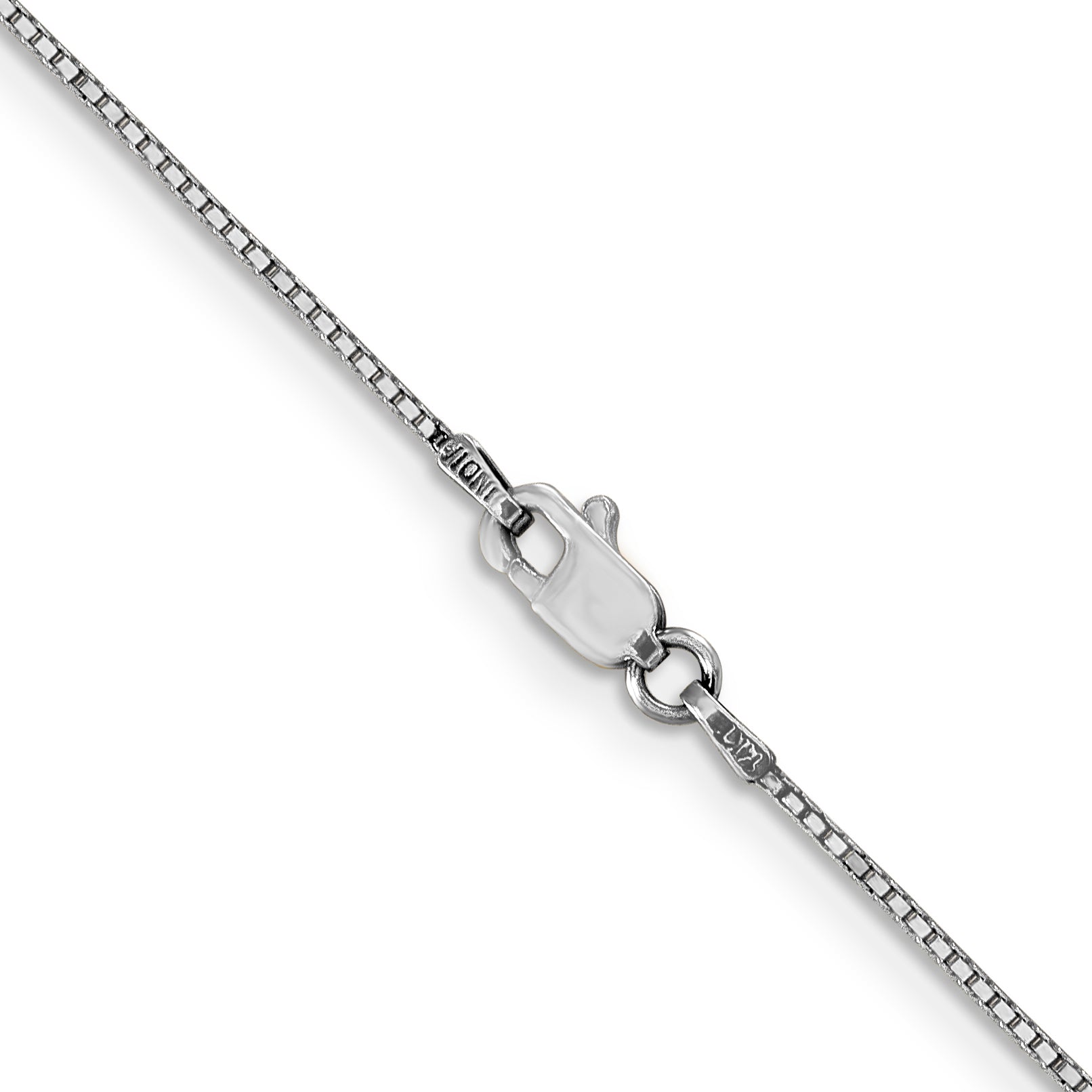 14K White Gold Solid Box Chain Necklace 0.9mm
