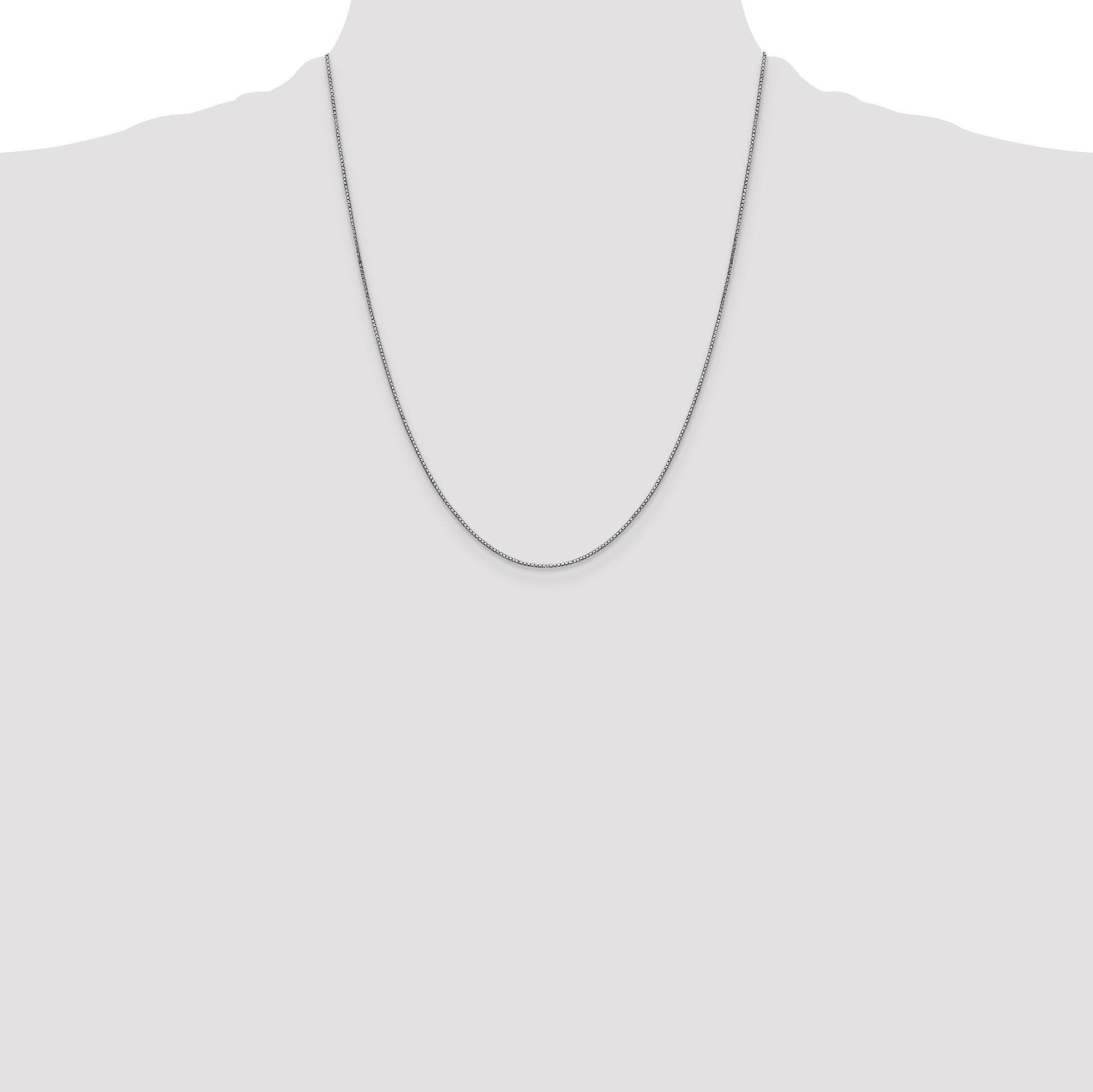 14K White Gold 22 inch .9mm Box with Lobster Clasp Chain