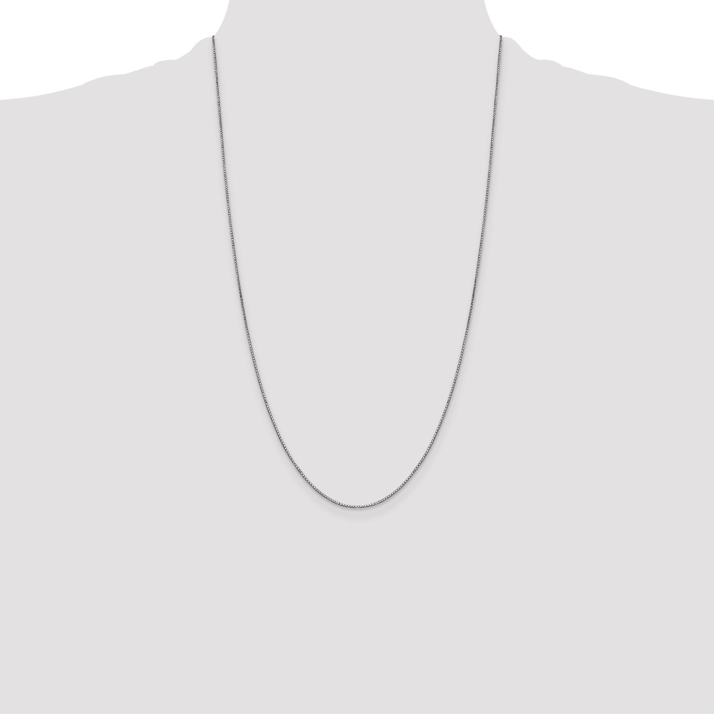 14K White Gold 26 inch .9mm Box with Lobster Clasp Chain