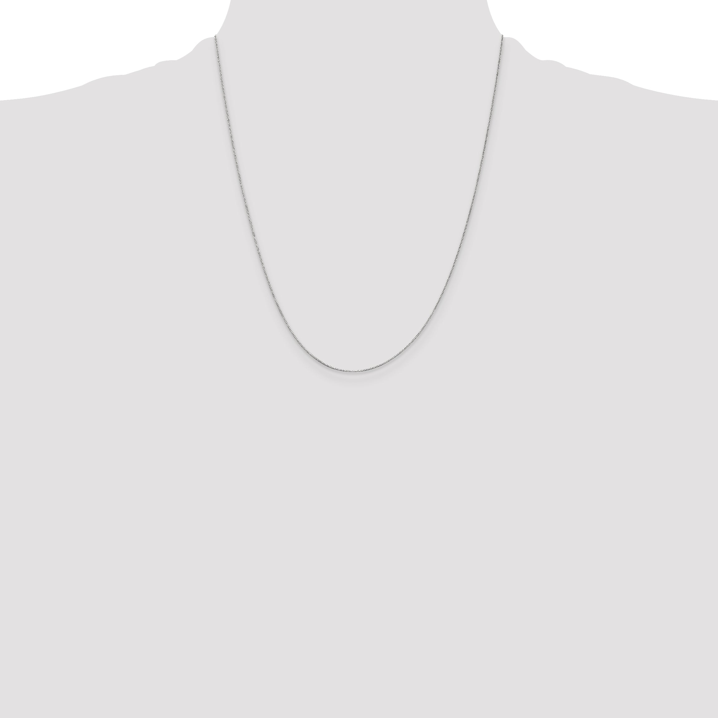 14K White Gold 22 inch .5mm Box with Spring Ring Clasp Chain