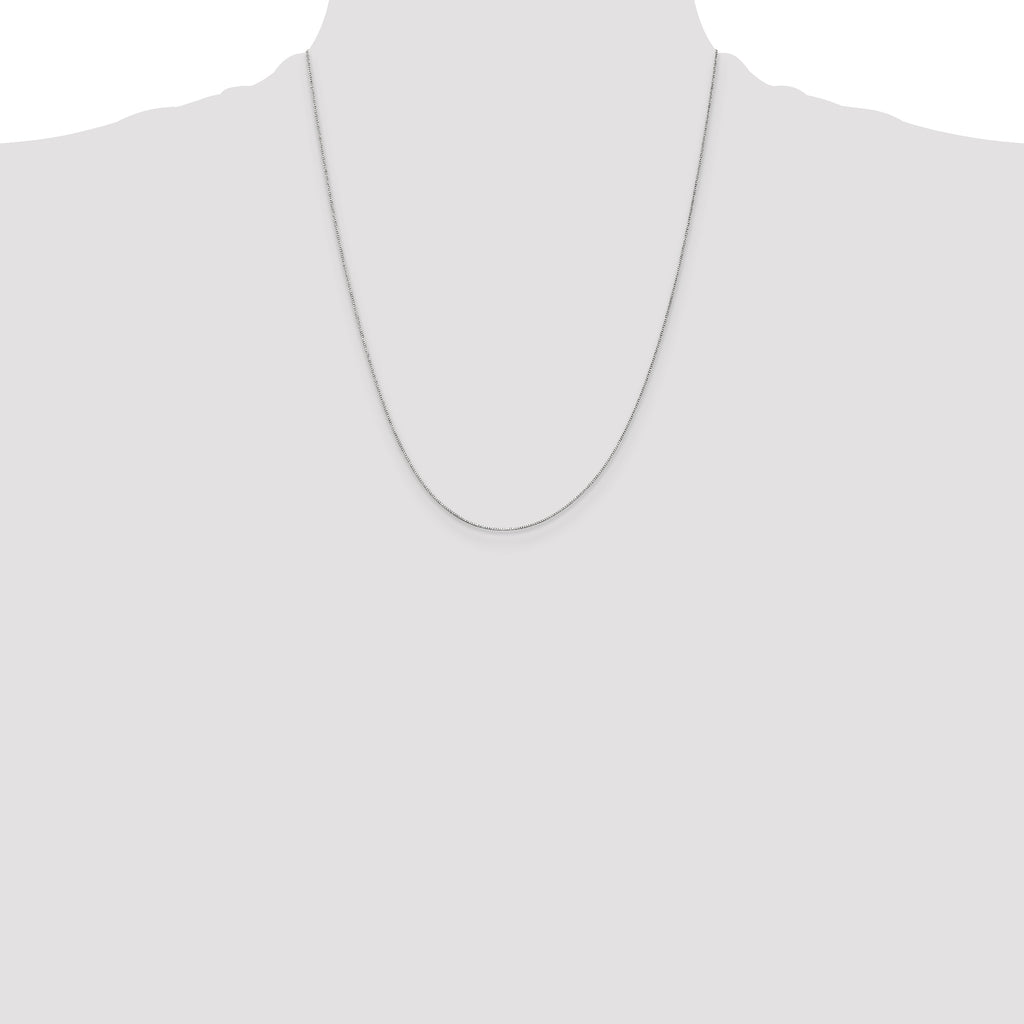 14K White Gold 22 inch .5mm Box with Spring Ring Clasp Chain