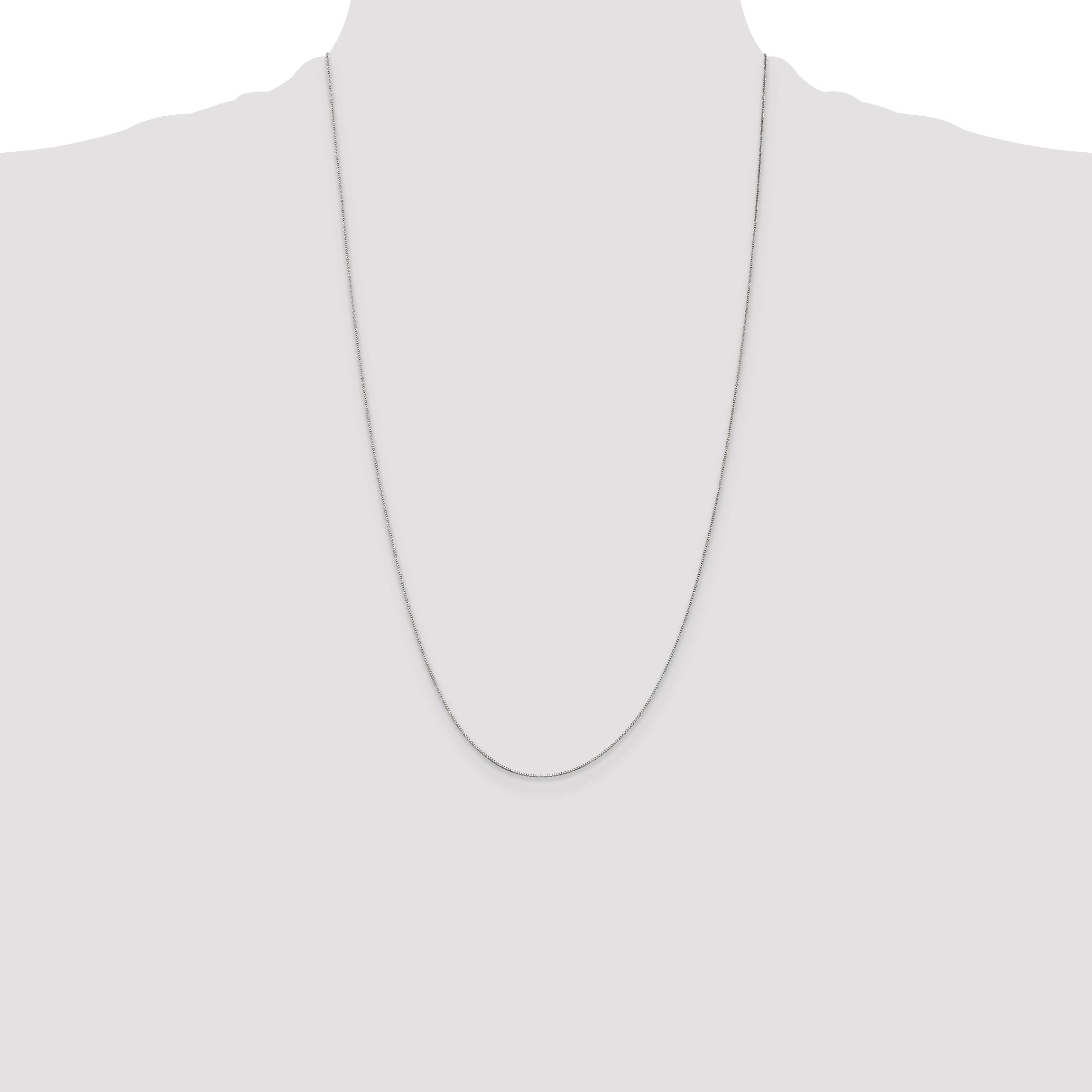 14K White Gold 26 inch .5mm Box with Spring Ring Clasp Chain