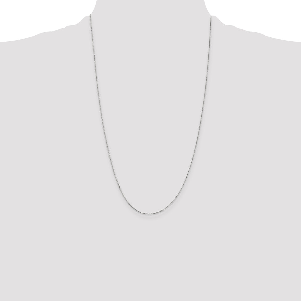 14K White Gold 26 inch .5mm Box with Spring Ring Clasp Chain