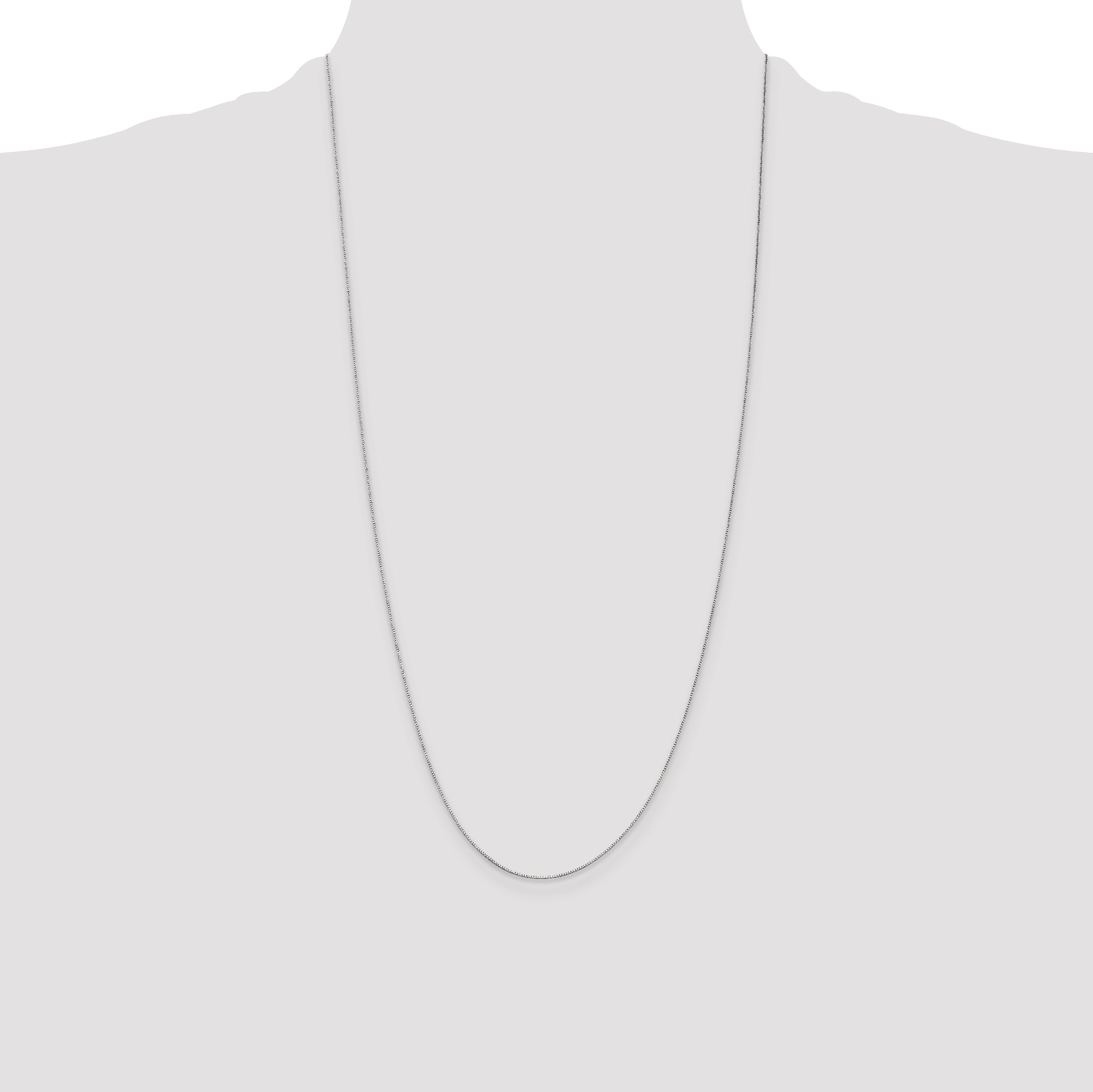 14K White Gold 28 inch .5mm Box with Spring Ring Clasp Chain