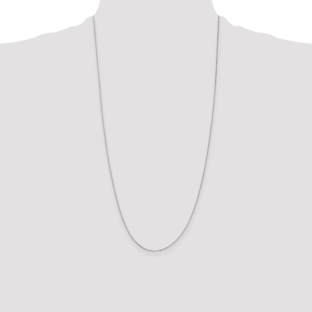 14K White Gold 28 inch .5mm Box with Spring Ring Clasp Chain
