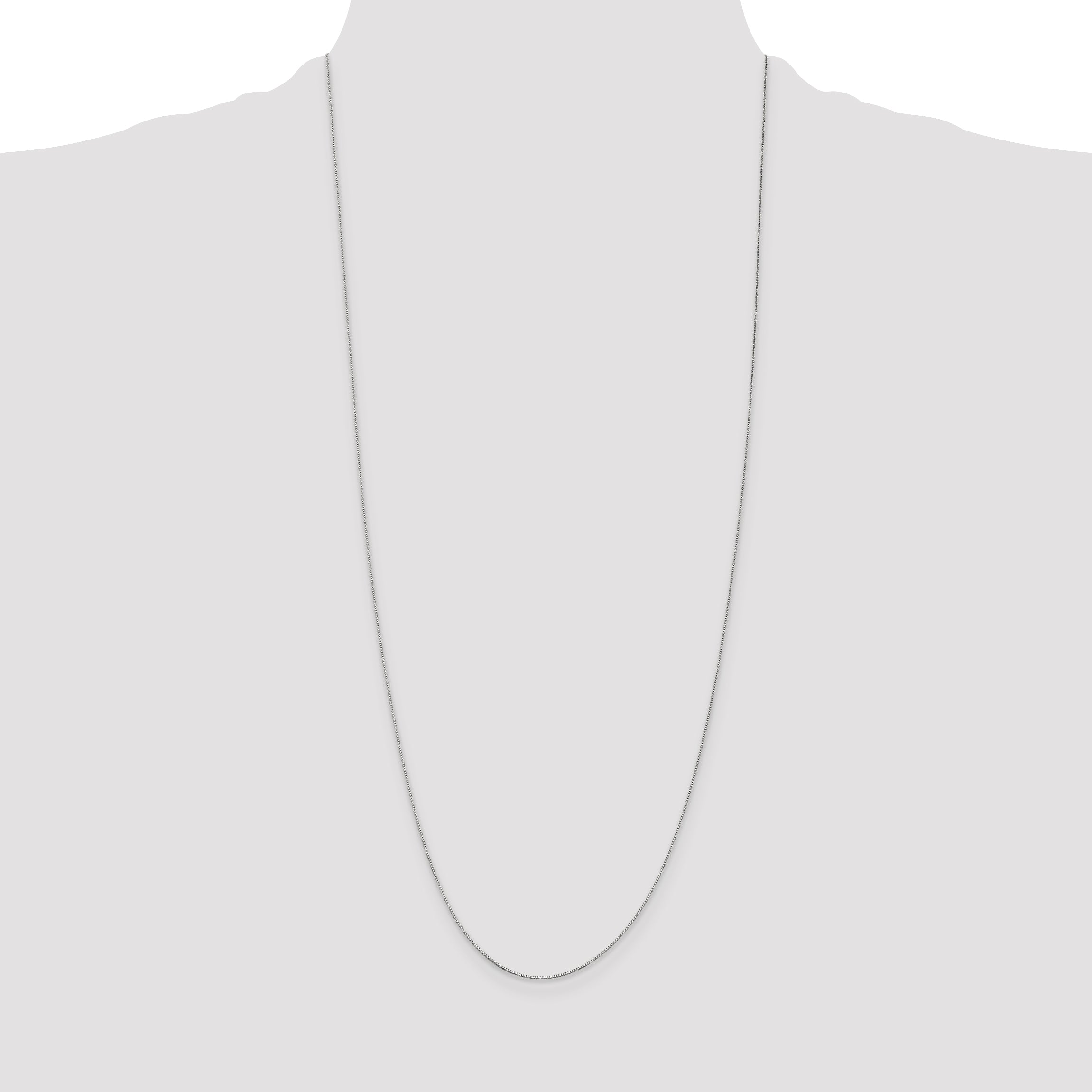14K White Gold 30 inch .5mm Box with Spring Ring Clasp Chain