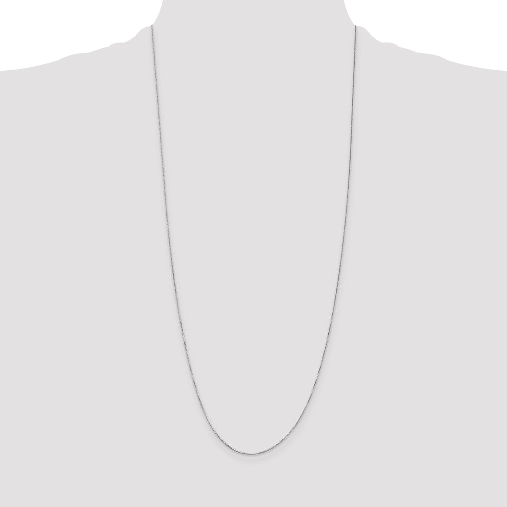 14K White Gold 30 inch .5mm Box with Spring Ring Clasp Chain