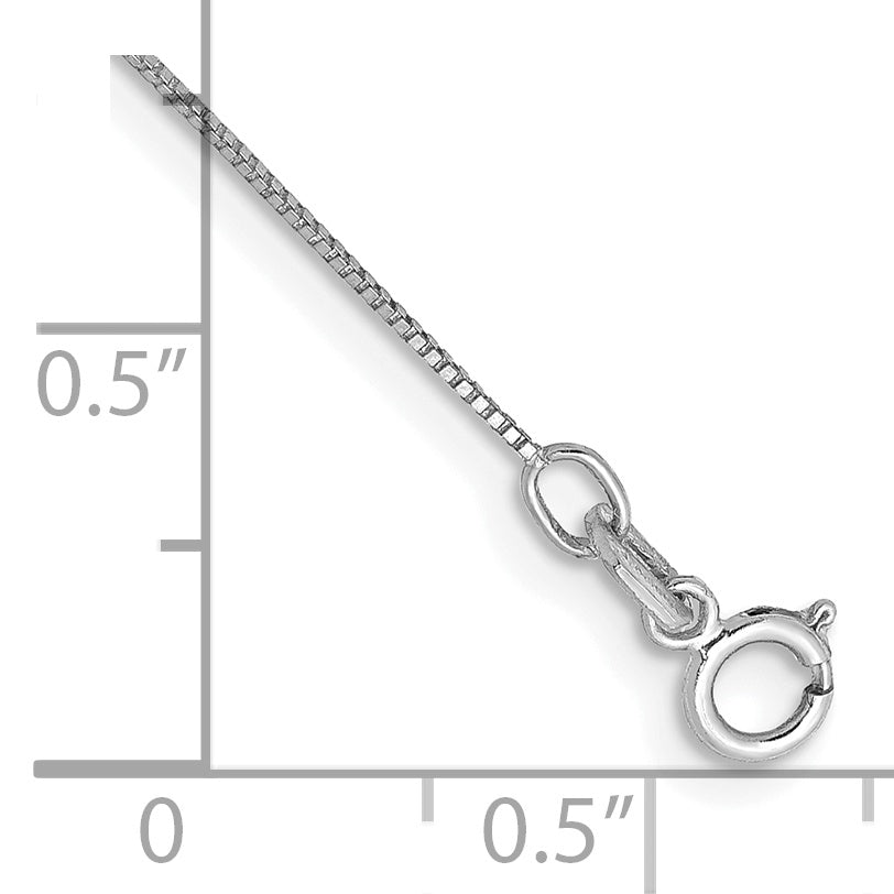 14K White Gold 10 inch .5mm Box with Spring Ring Clasp Anklet