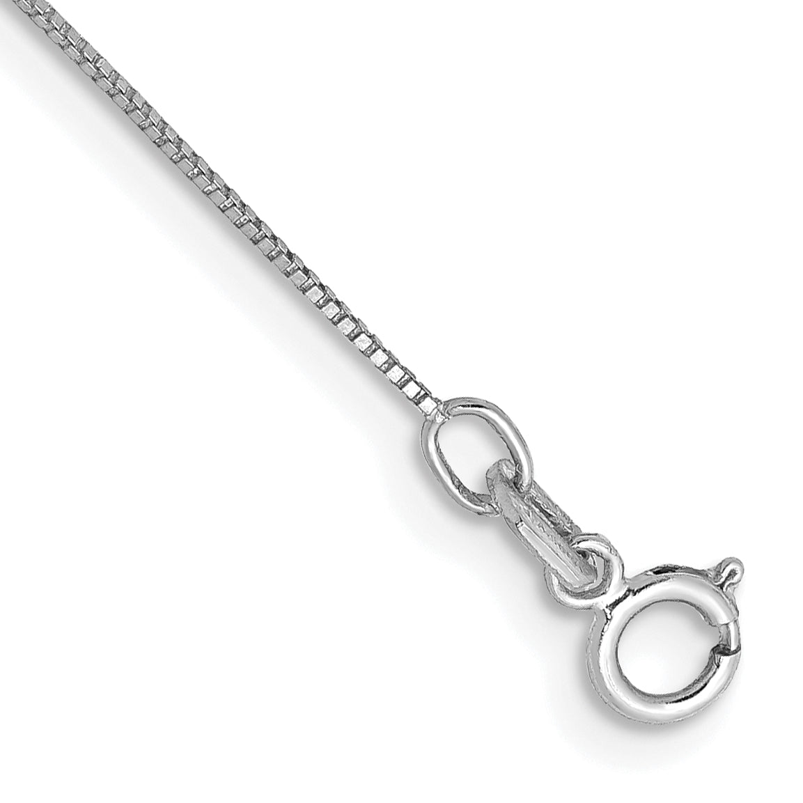 14K White Gold 10 inch .5mm Box with Spring Ring Clasp Anklet Main image