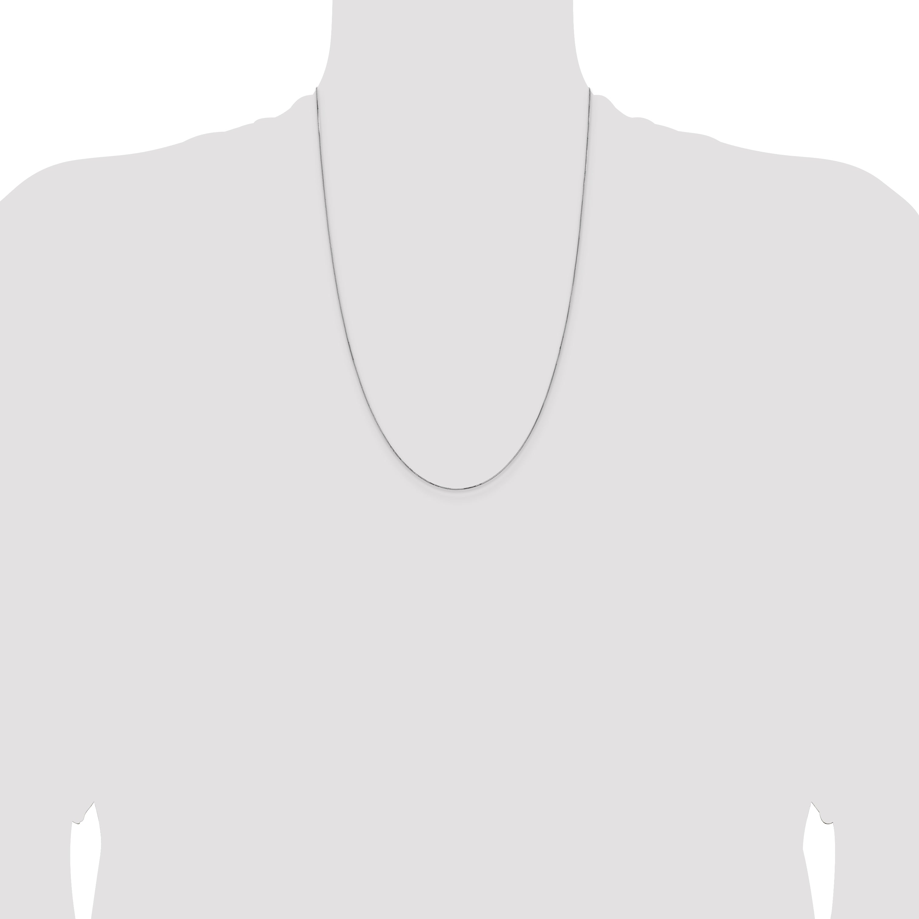 14K White Gold 24 inch .5mm Box with Lobster Clasp Chain