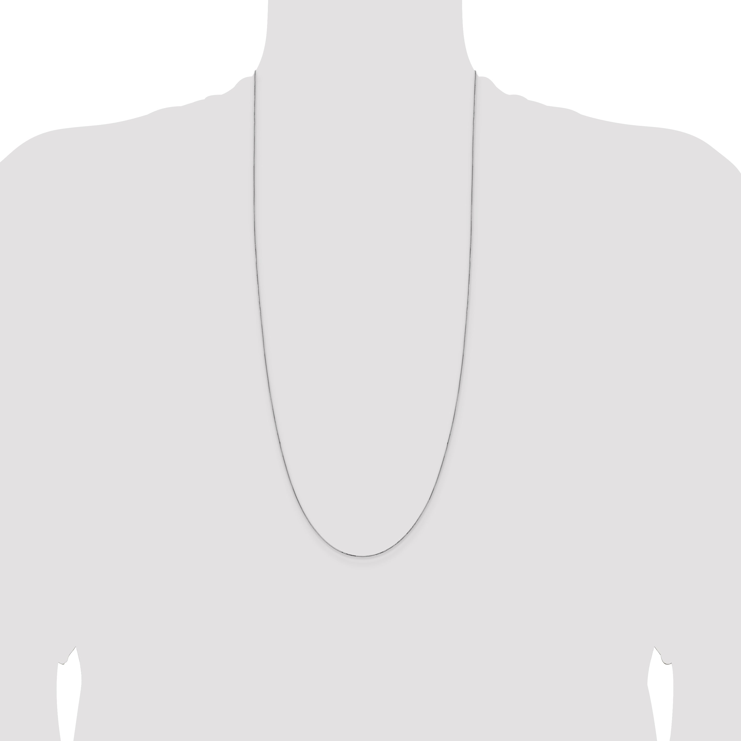 14K White Gold 30 inch .5mm Box with Lobster Clasp Chain