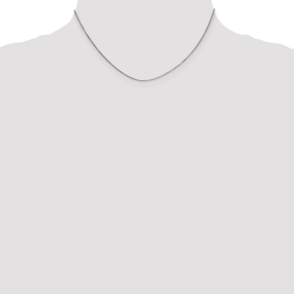 14K White Gold Solid Box Chain Necklace 0.7mm