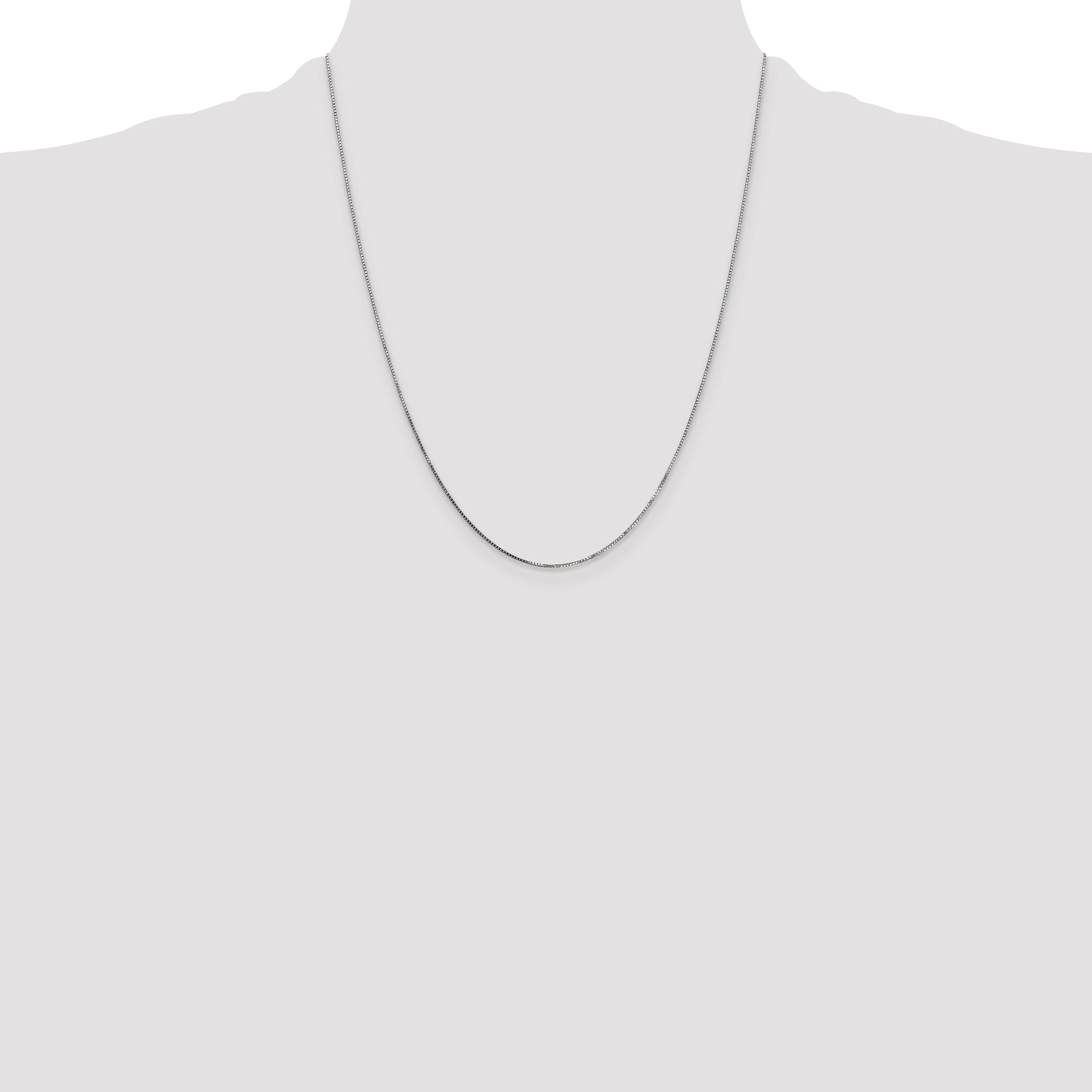 14K White Gold 22 inch .7mm Box with Spring Ring Clasp Chain
