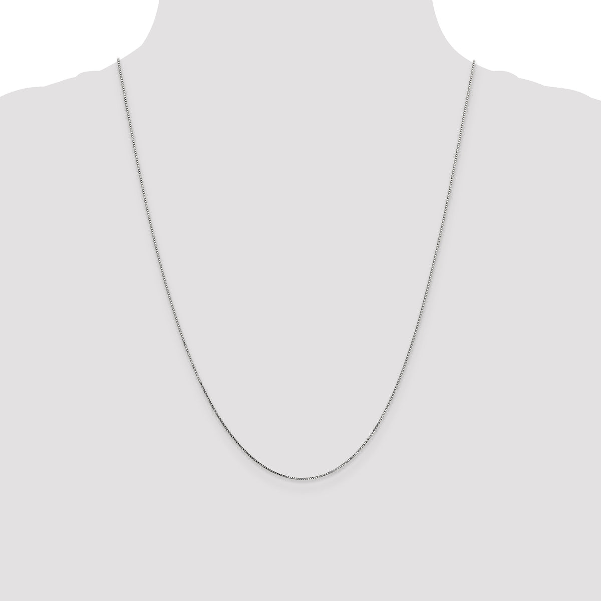 14K White Gold 24 inch .7mm Box with Spring Ring Clasp Chain