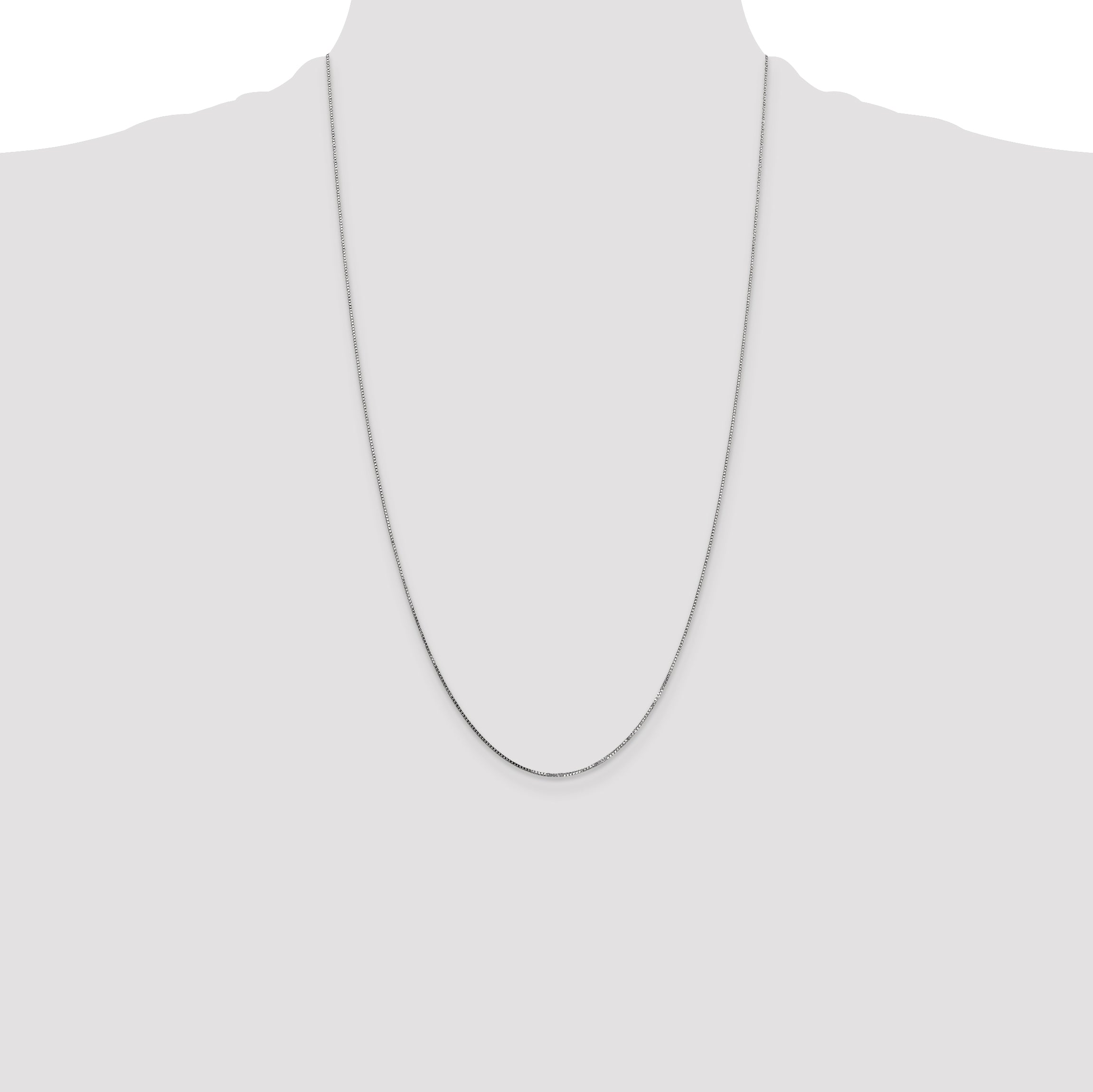 14K White Gold 26 inch .7mm Box with Spring Ring Clasp Chain