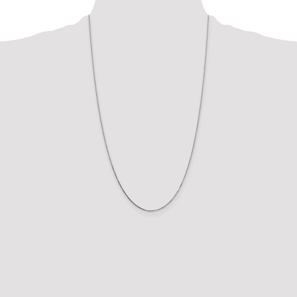 14K White Gold 26 inch .7mm Box with Spring Ring Clasp Chain