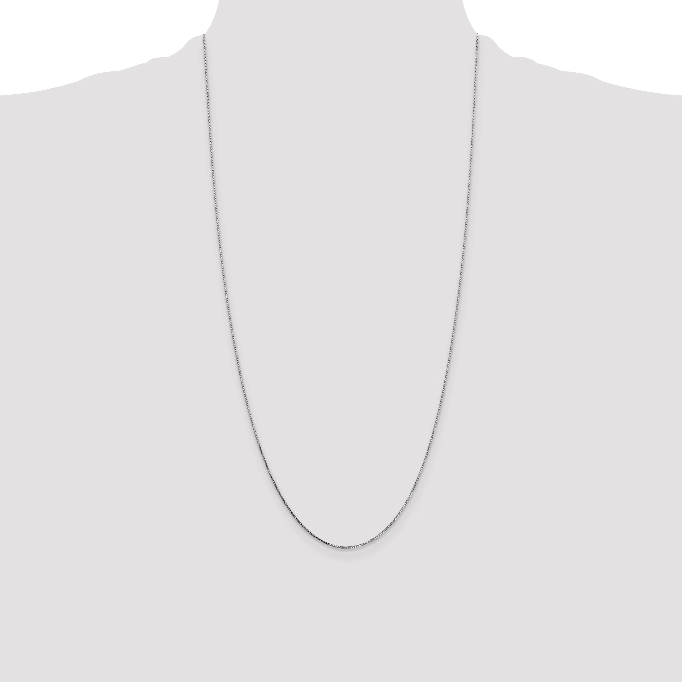 14K White Gold 28 inch .7mm Box with Spring Ring Clasp Chain