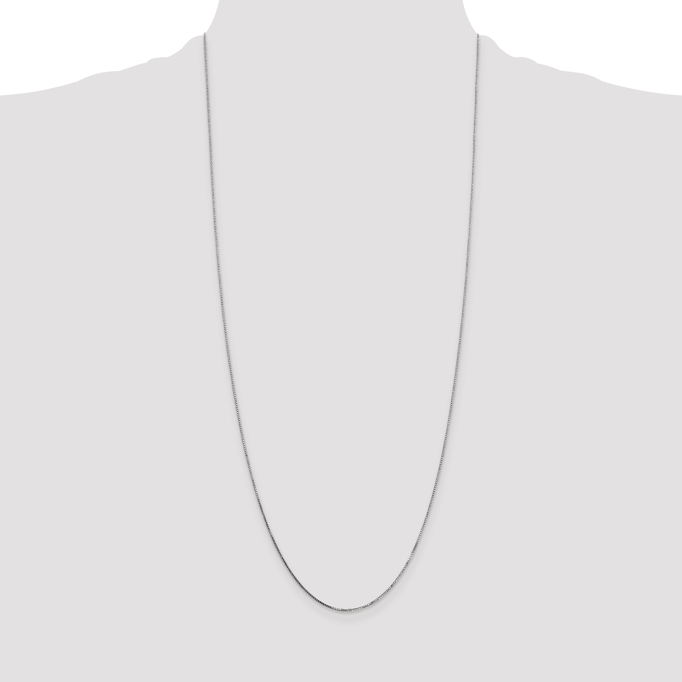 14K White Gold 30 inch .7mm Box with Spring Ring Clasp Chain